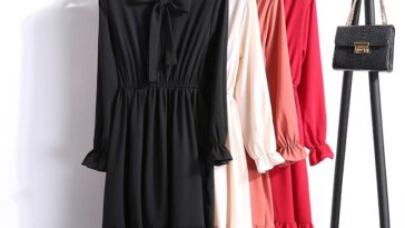 2020 Solid Color Long Women Dress Vintage Elegant Bow Collar Shirt Dress Ladies Long Sleeve Autumn 3 1