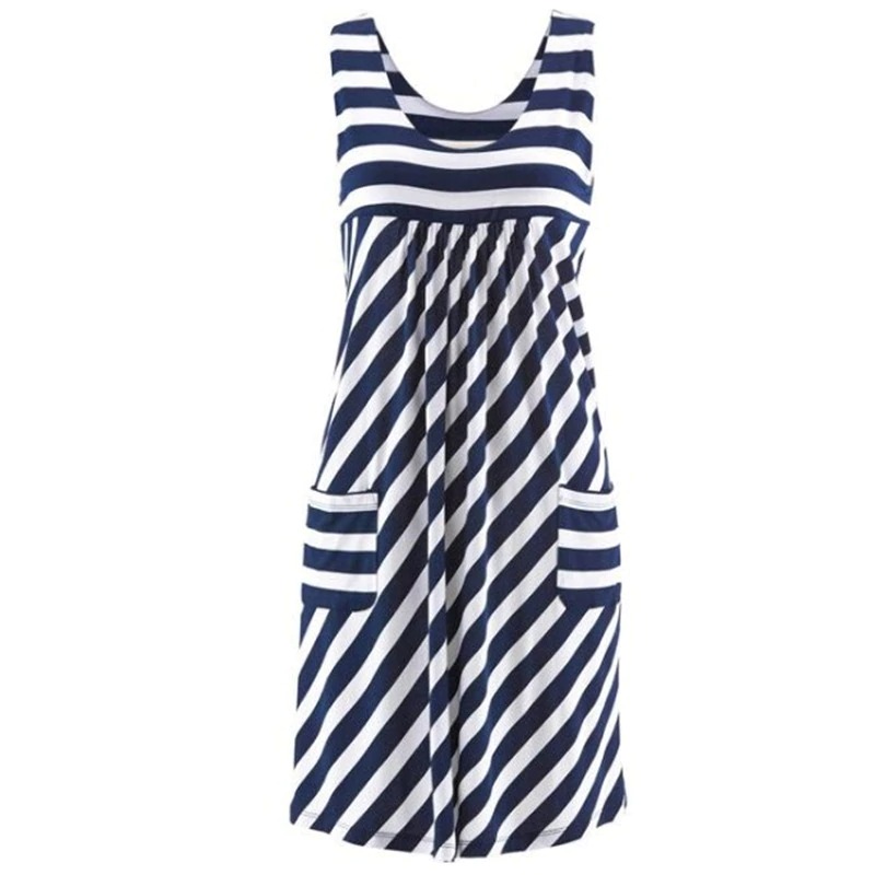 Fashion striped dress large size summer dress loose simple sleeveless dress women s clothing1