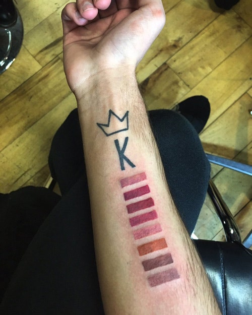 Kylie Jenners fan patchwork tattoo of lip kit