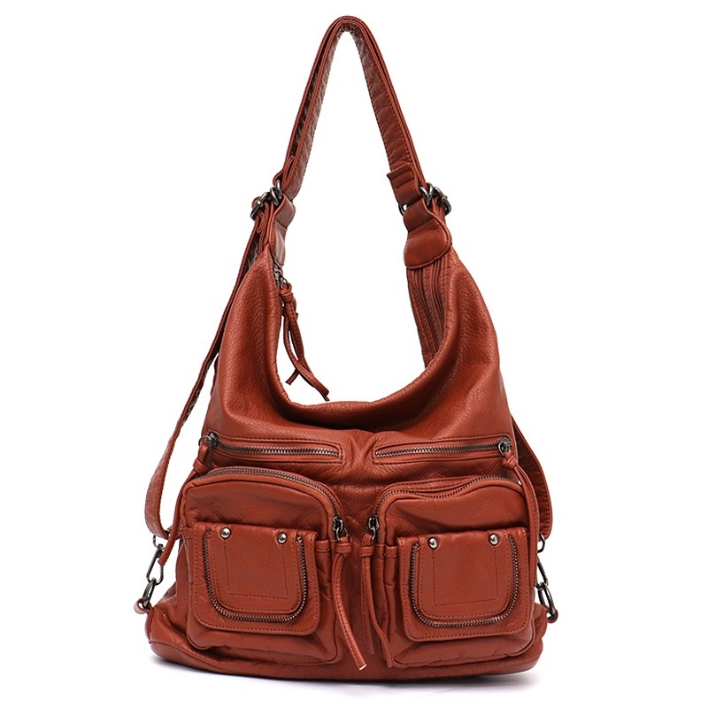 multi functional soft leather bag for women