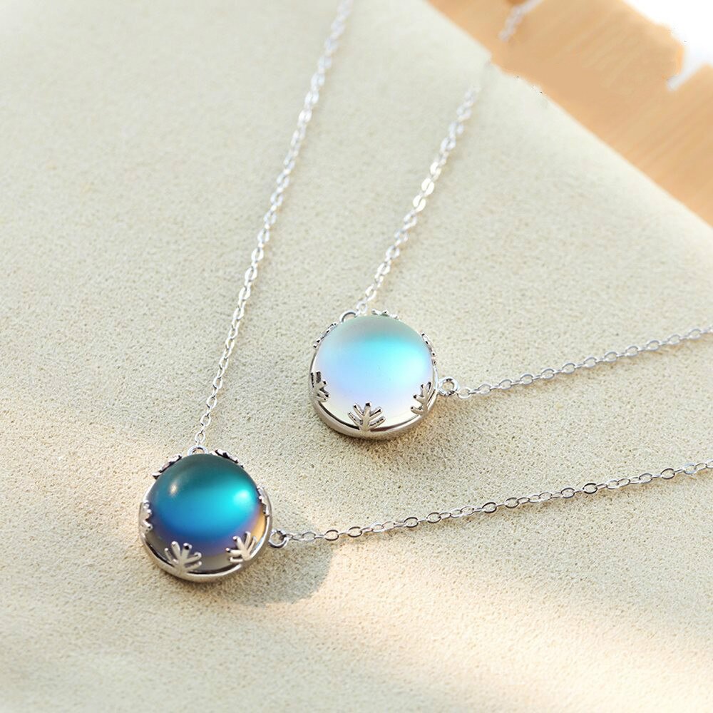 mainimage0Aurora Pendant Necklace Halo Crystal Gemstone S925 Silver Scale Light Necklace for Women Elegant Jewelry Gift