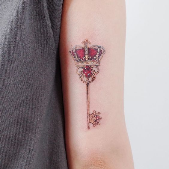 crown key tattoo for arm