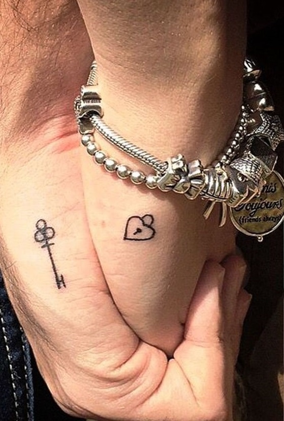 key and lock tattoo for couples