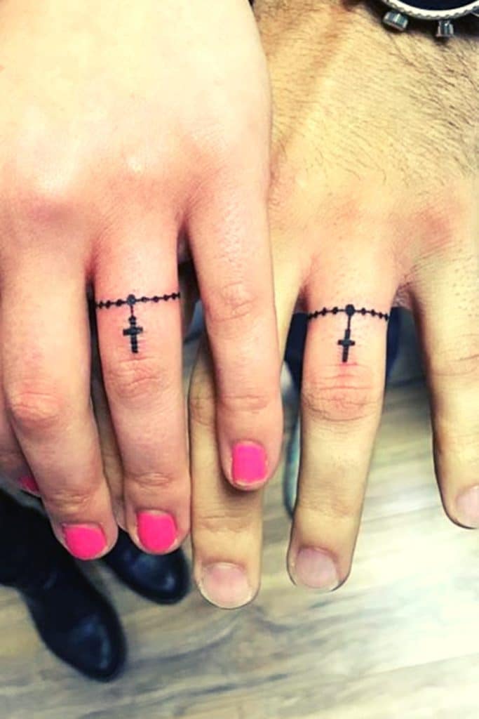 best cross tattoos for couples partners