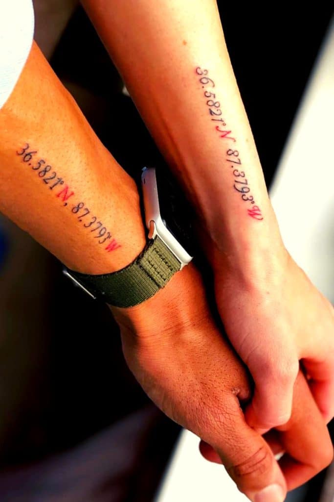 location coordinate tattoo ideas for couples